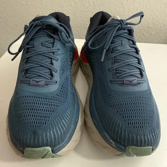 Hoka One One Men's Bondi 7 Athletic Shoes - Navy and Coral